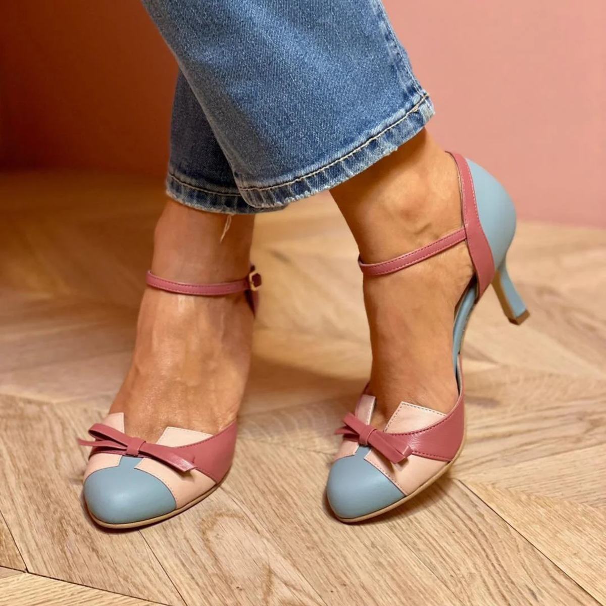 Scarpe da Donna Decollete Vintage con Tacco Medio
