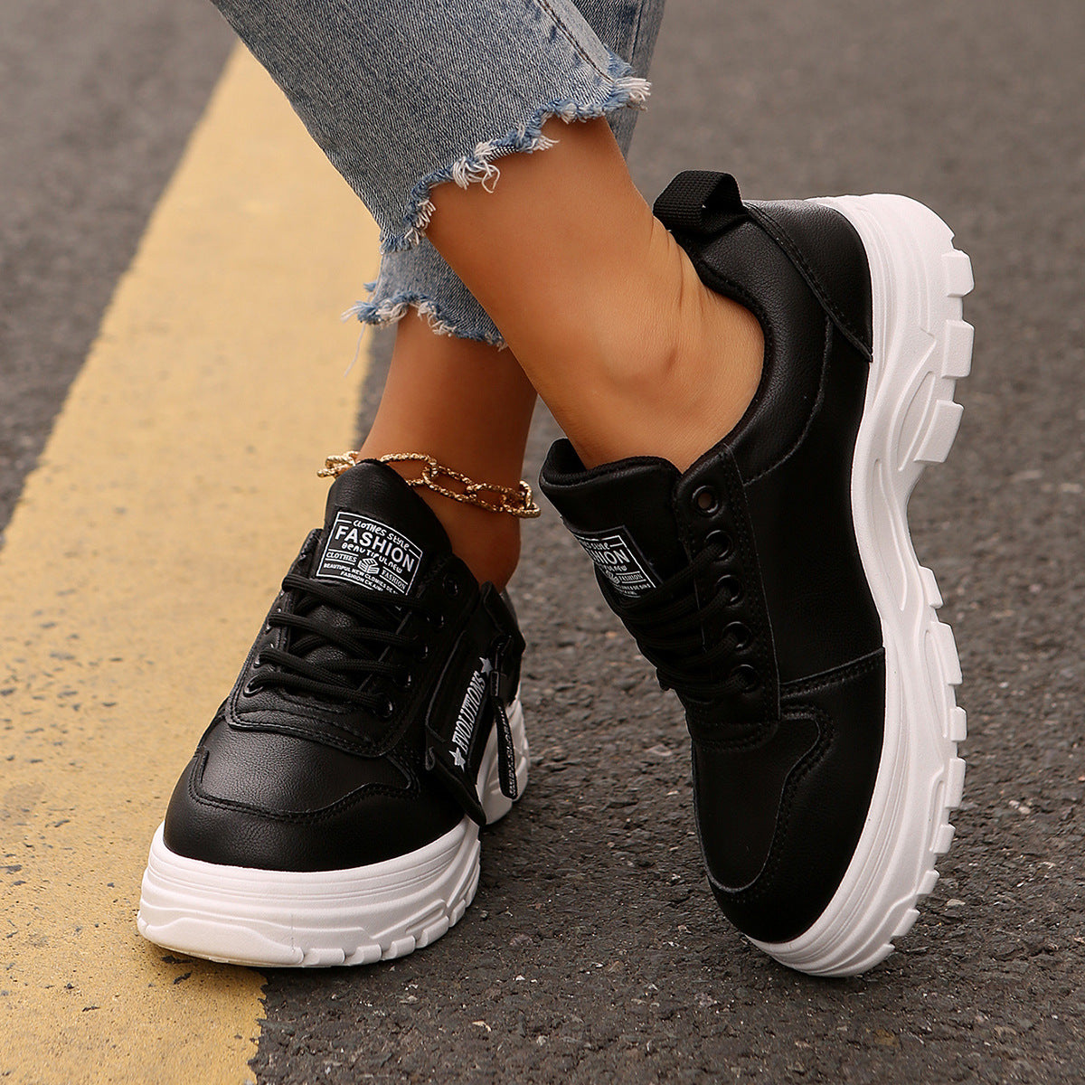 Sneakers Donna Chunky Casual con Suola Alta Spessa in similpelle