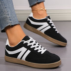 Sneakers Donna Casual Basse Stile Retrò con Suola Piatta Antiscivolo in similpelle