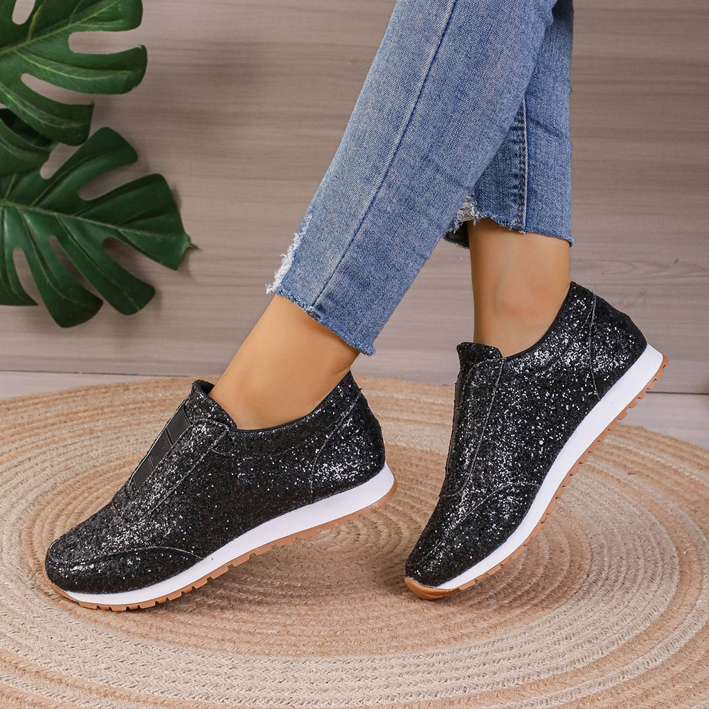 Sneakers Donna Eleganti Slip-On Comode Senza Lacci Glitter