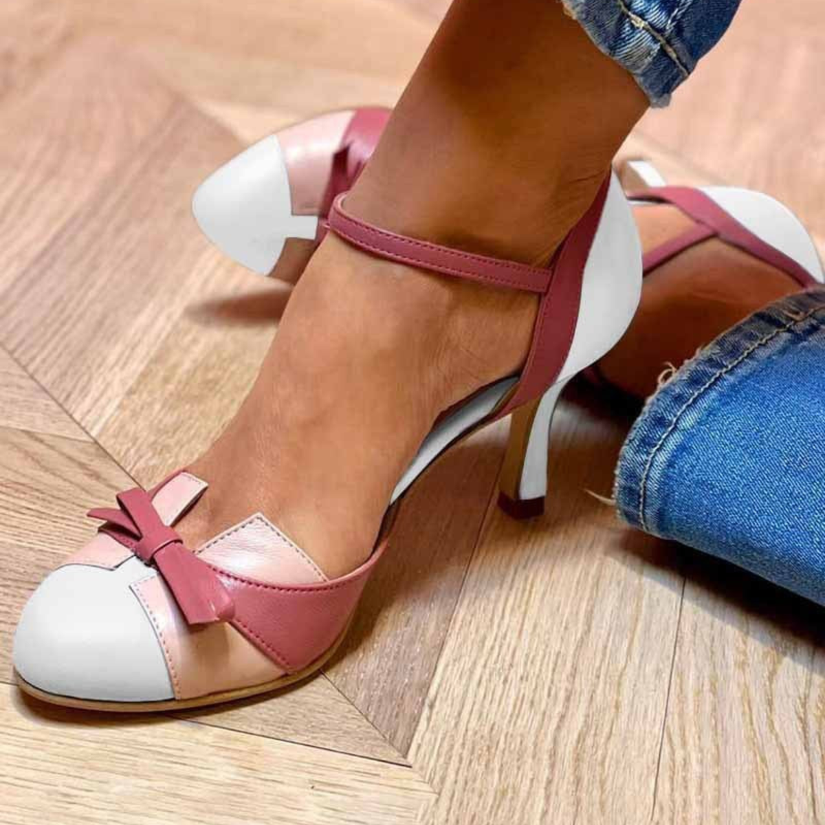 Scarpe da Donna Decollete Vintage con Tacco Medio