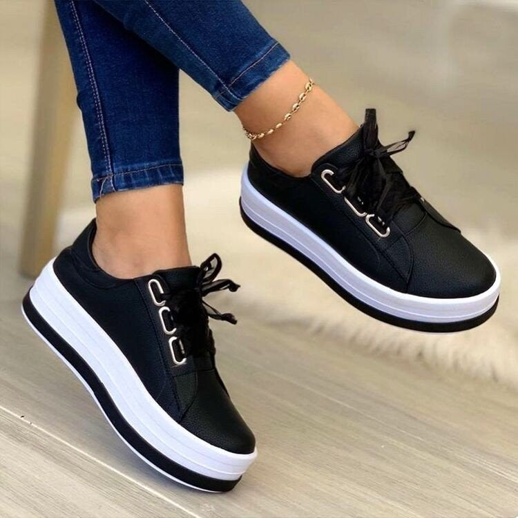 Sneakers Donna Platform Glamour con Suola Alta in similpelle metalizzato