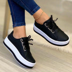 Sneakers Donna Platform Glamour con Suola Alta in similpelle metalizzato