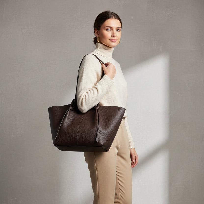 Borsa Shopper Donna in Pelle Martellata Tote Bag da Spalla grande