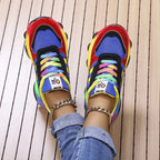 Sneakers Donna Casual Suola Spessa Platform Stile Chunky arcobaleno