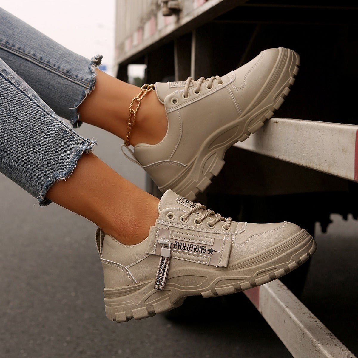 Sneakers Donna Chunky Casual con Suola Alta Spessa in similpelle