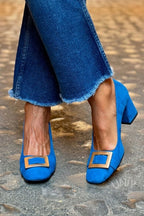 Scarpe da Donna Decollete con Tacco Largo Comodo e Fibbia