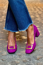 Scarpe da Donna Decollete con Tacco Largo Comodo e Fibbia