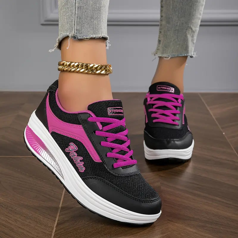 Sneakers Donna con zeppa Casual in similpelle