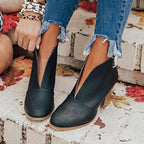 Stivaletti da Donna Ankle Boots con Punta Affusolata e Tacco Largo