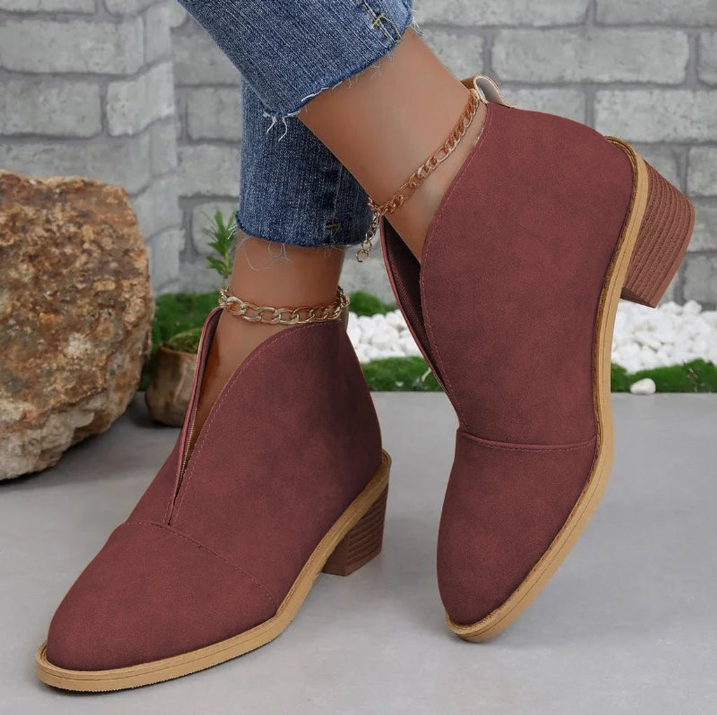 Stivaletti da Donna Ankle Boots con Punta Affusolata e Tacco Largo