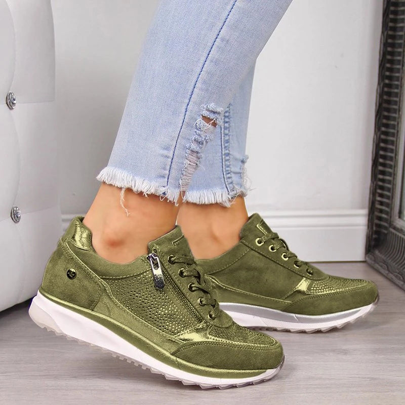 Sneakers da Donna con Cerniera Laterale Dettagli Metallizzati