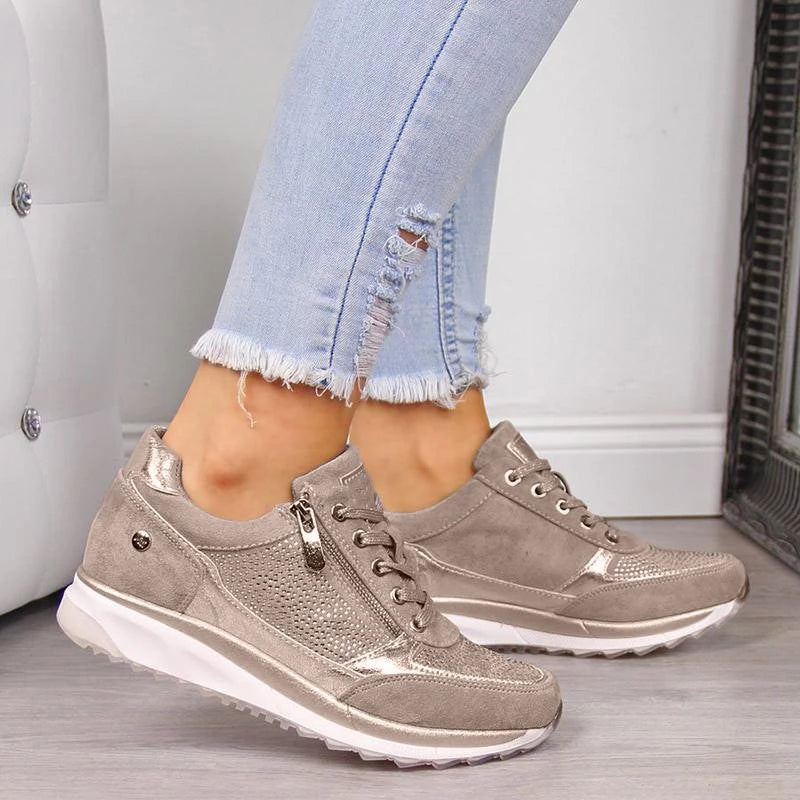 Sneakers da Donna con Cerniera Laterale Dettagli Metallizzati