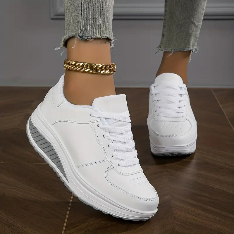 Sneakers Donna con zeppa Casual in similpelle