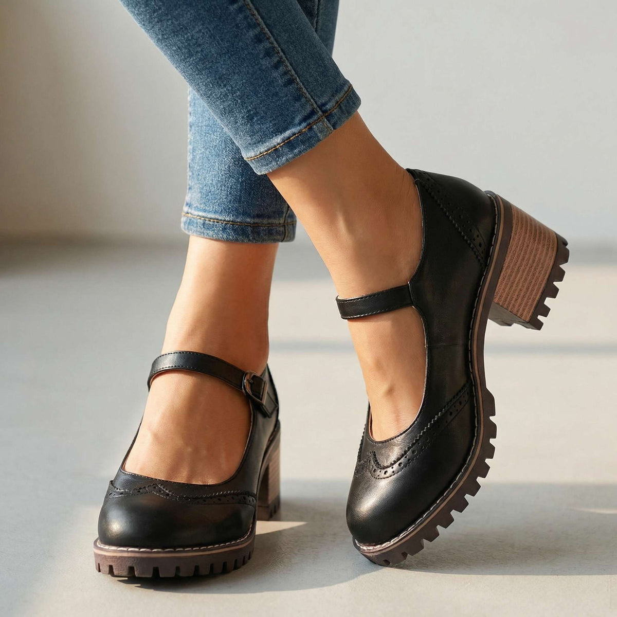 Scarpe Mary Jane da Donna con Tacco Largo
