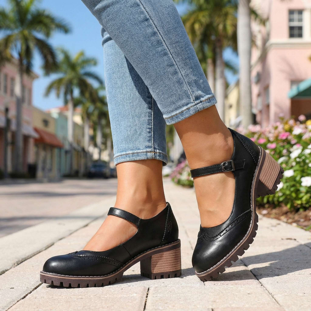 Scarpe Mary Jane da Donna con Tacco Largo