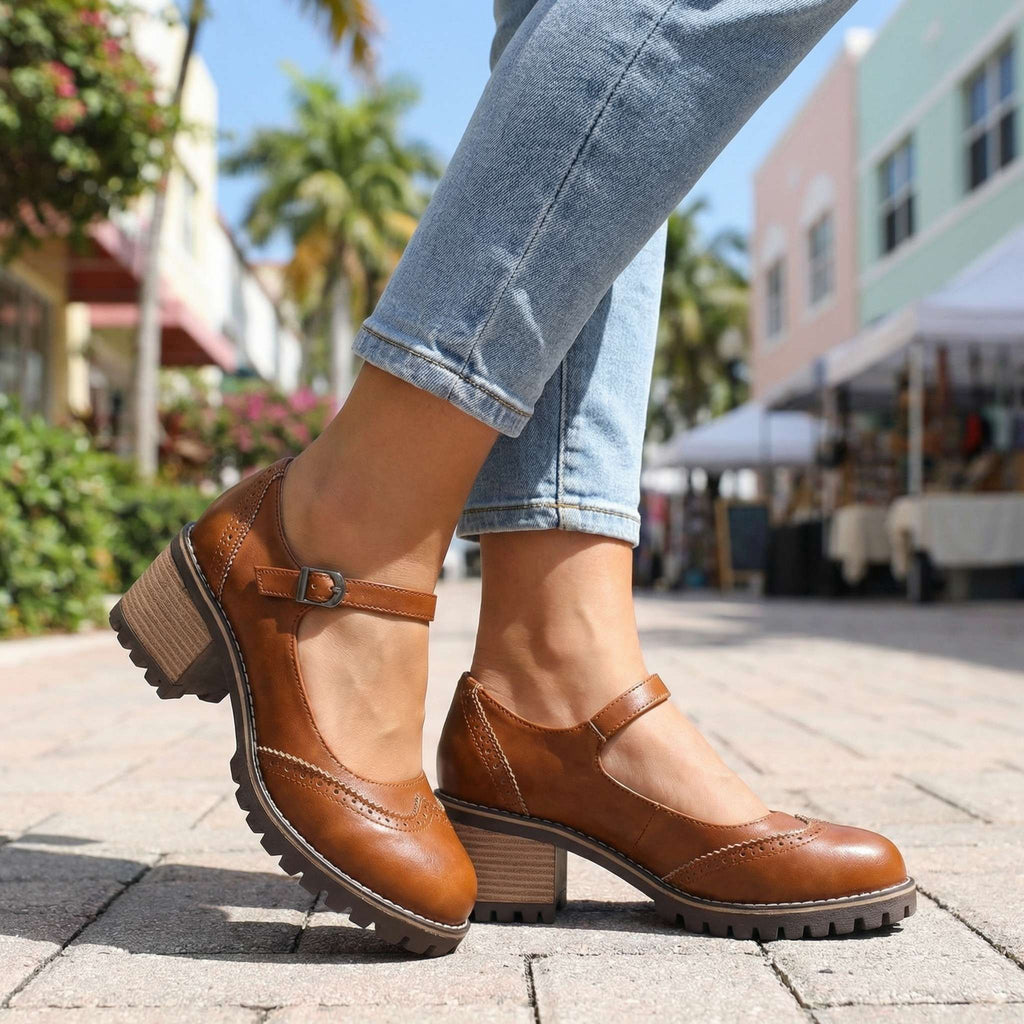 Scarpe Mary Jane da Donna con Tacco Largo