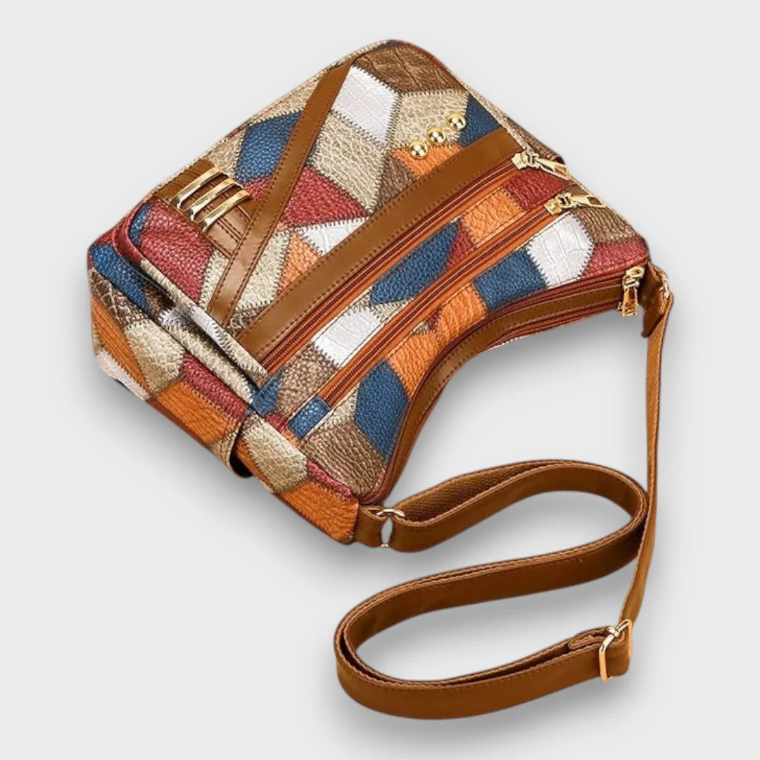 Borsa Donna a Tracolla Patchwork in similpelle - Borsa Sacca Multitasche Casual Vintage