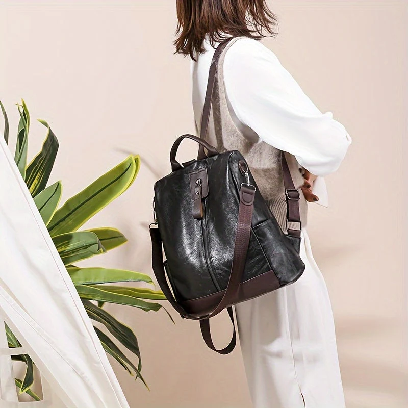 Damen-Rucksack Tasche Diebstahlsicher aus Kunstleder - Wasserdicht und geräumig für Reise und Arbeit