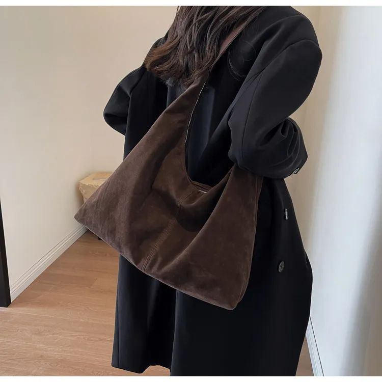 Borsa a Spalla Donna in Camoscio Borsa Hobo Bag Capiente