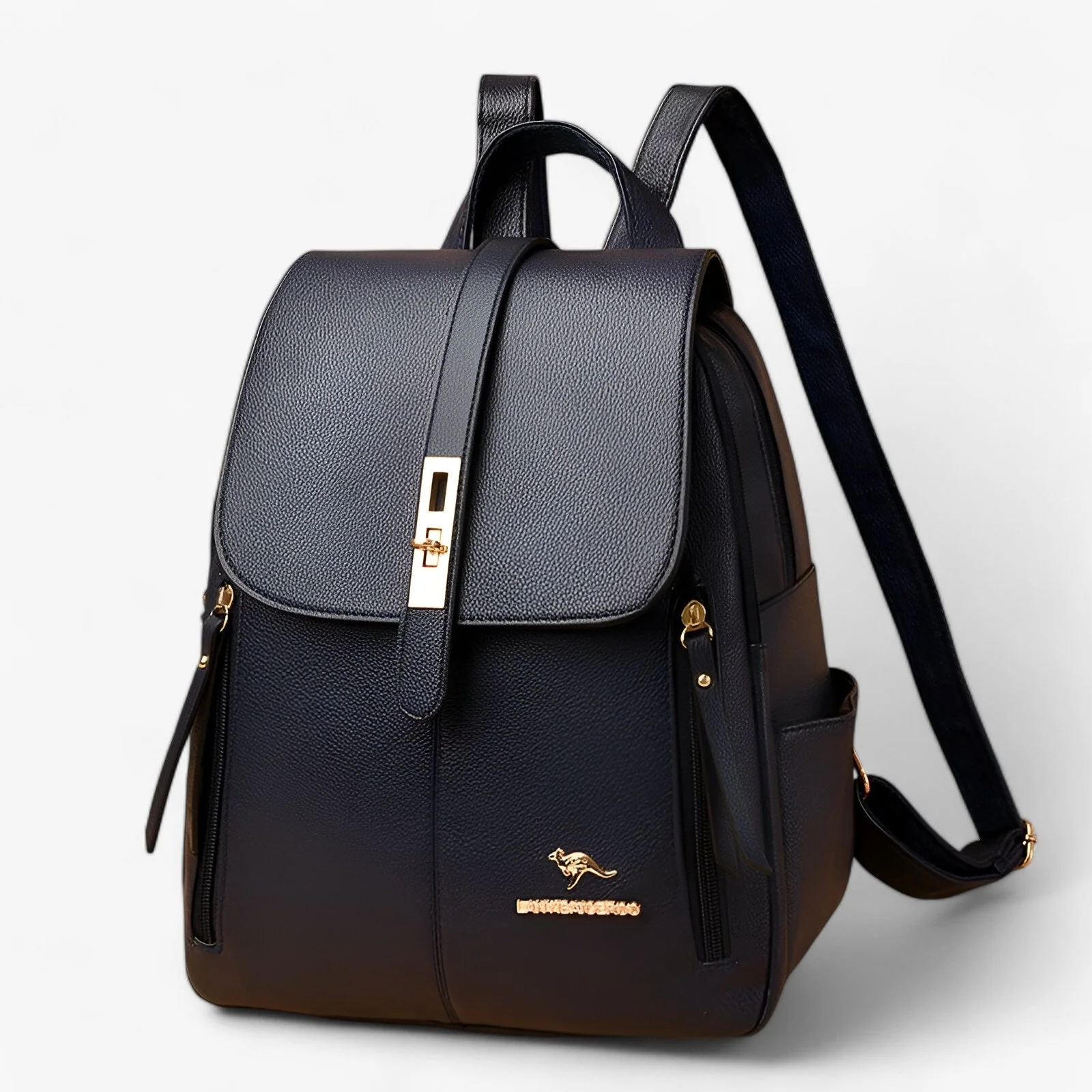 Zaino Donna Elegante in similpelle - Borsa Zainetto da Città e Lavoro con Dettagli Dorati