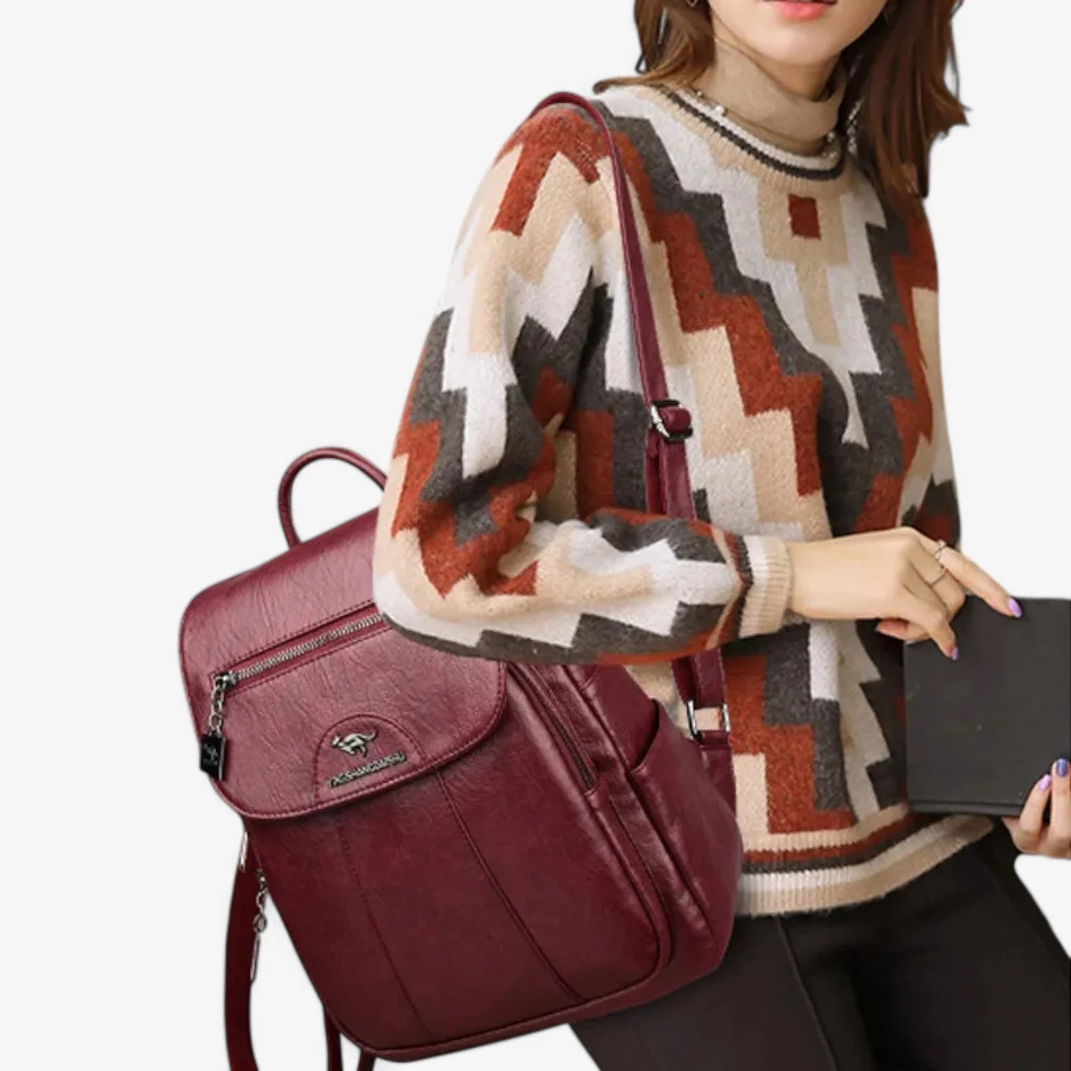 Zaino Donna in similpelle Elegante - Borsa Zainetto da Citta e Lavoro con Lampo