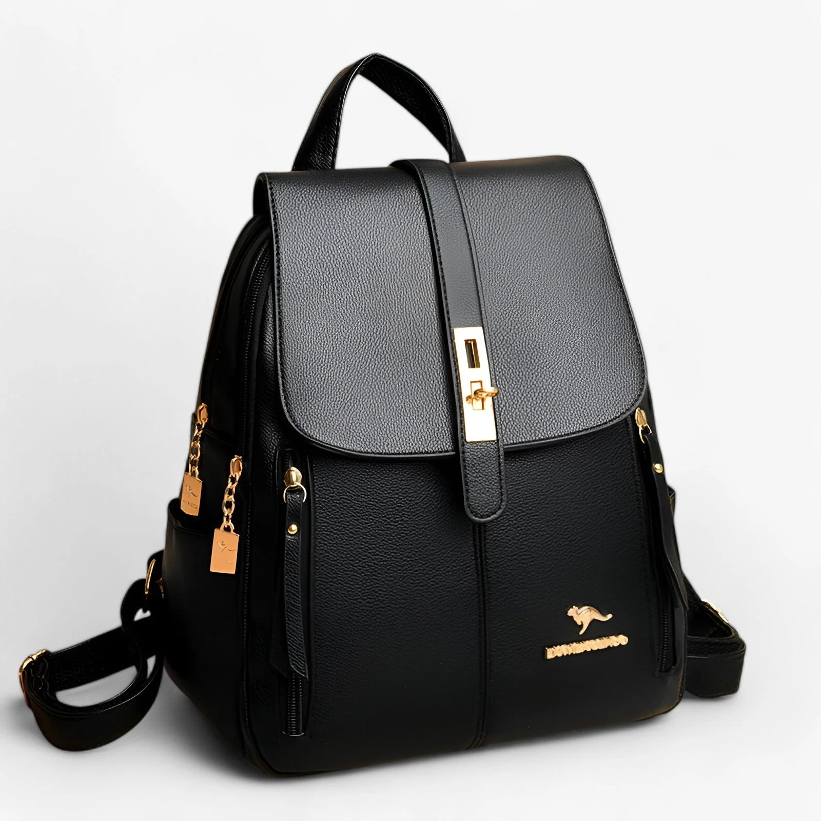 Zaino Donna Elegante in similpelle - Borsa Zainetto da Città e Lavoro con Dettagli Dorati