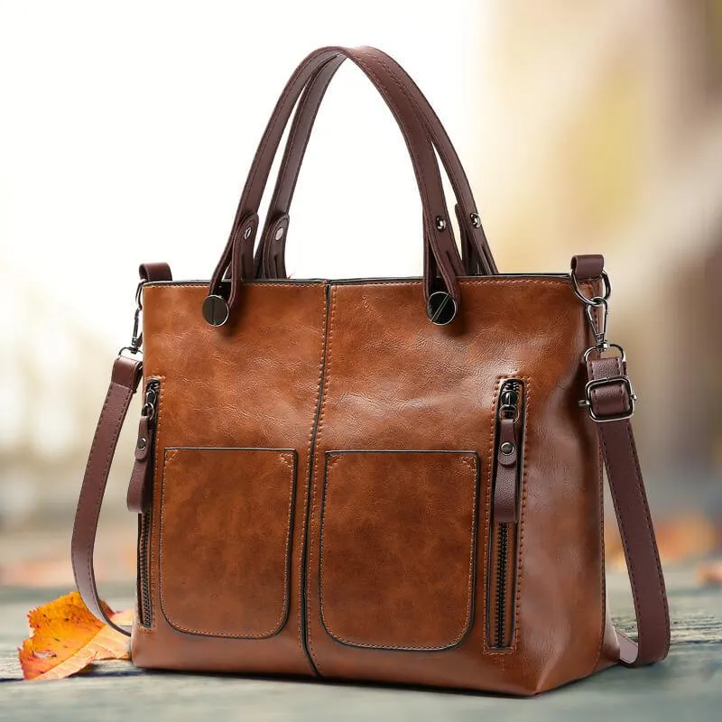 Borsa a Mano e Tracolla Donna in similpelle Tote Bag Capiente con Tasche