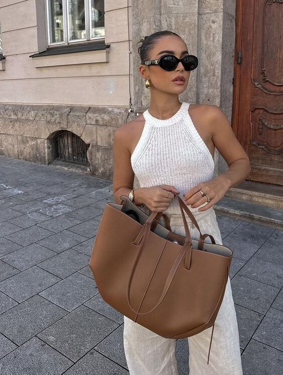 Damen Shopper mit doppelten kurzen und langen Henkeln, große Tote Bag