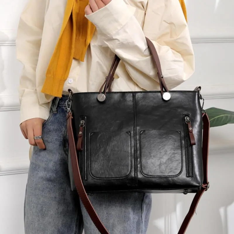 Borsa a Mano e Tracolla Donna in similpelle Tote Bag Capiente con Tasche