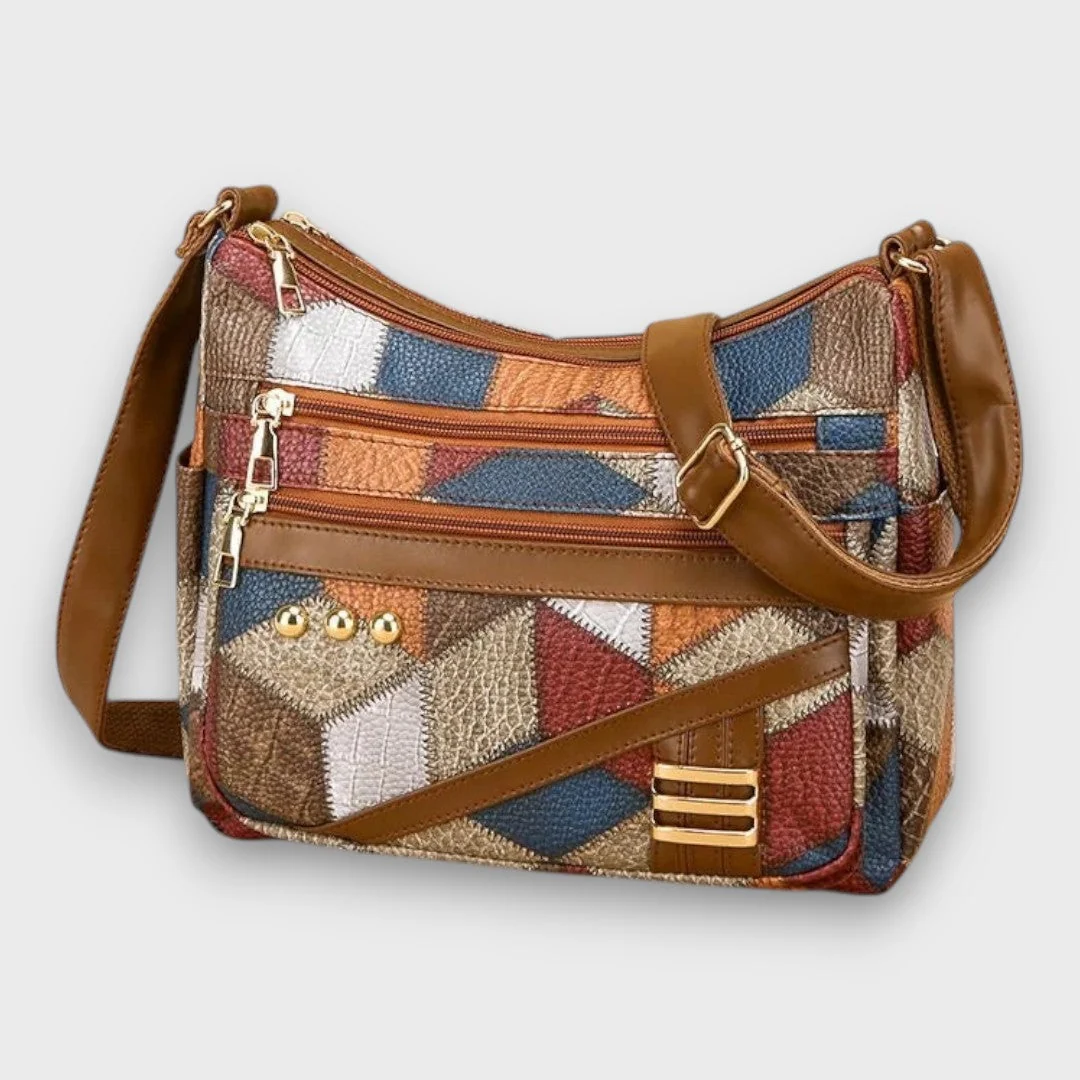 Borsa Donna a Tracolla Patchwork in similpelle - Borsa Sacca Multitasche Casual Vintage