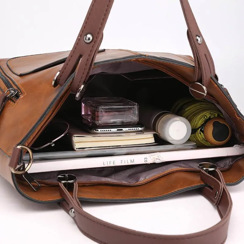 Borsa a Mano e Tracolla Donna in similpelle Tote Bag Capiente con Tasche