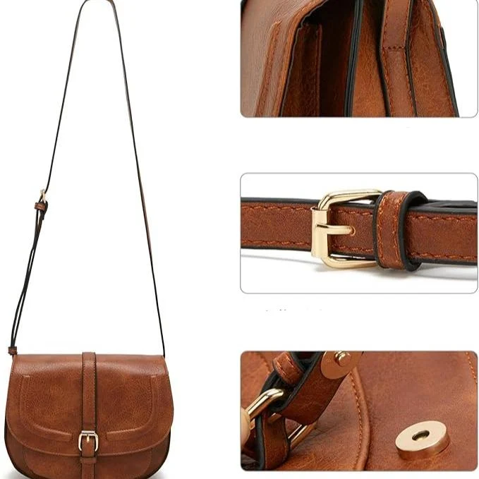 Borsa a Tracolla Donna in Cuoio Stile Saddle Bag Vintage