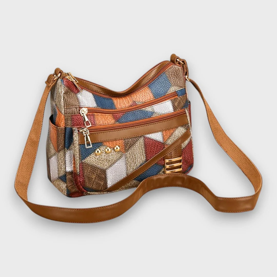 Borsa Donna a Tracolla Patchwork in similpelle - Borsa Sacca Multitasche Casual Vintage