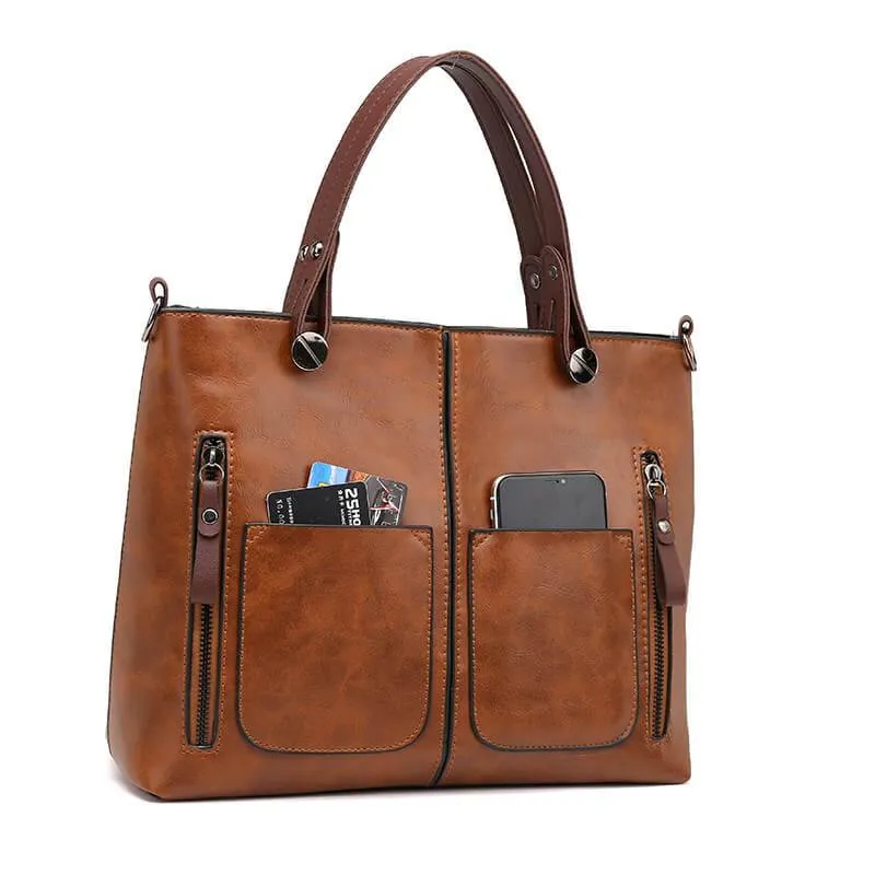 Borsa a Mano e Tracolla Donna in similpelle Tote Bag Capiente con Tasche