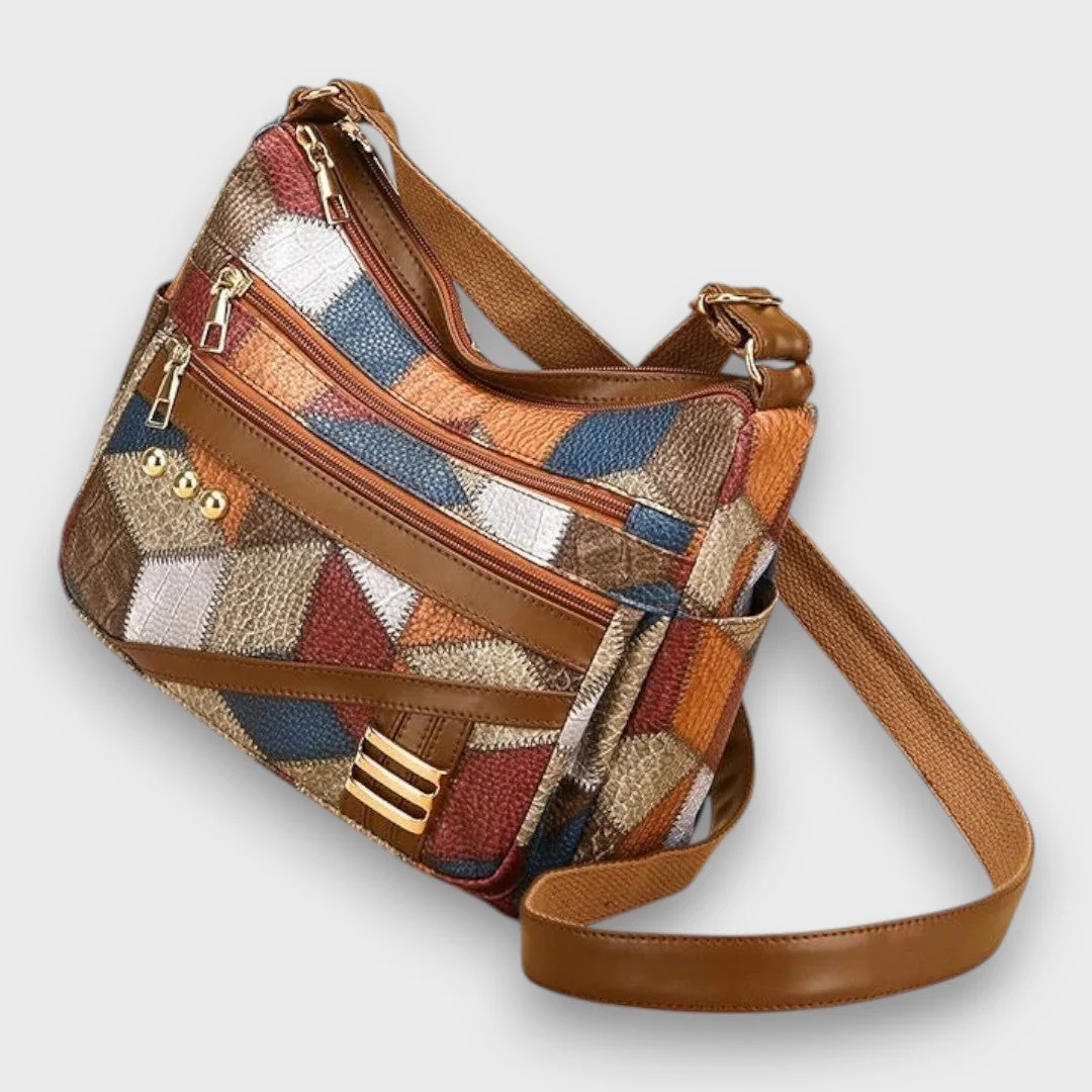 Borsa Donna a Tracolla Patchwork in similpelle - Borsa Sacca Multitasche Casual Vintage