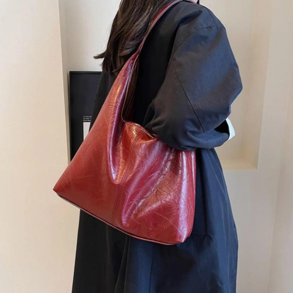Borsa a Spalla Donna in similpelle Lucida - Borsa Hobo Capiente