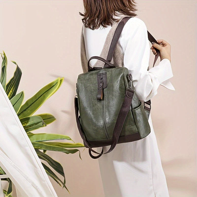 Damen-Rucksack Tasche Diebstahlsicher aus Kunstleder - Wasserdicht und geräumig für Reise und Arbeit
