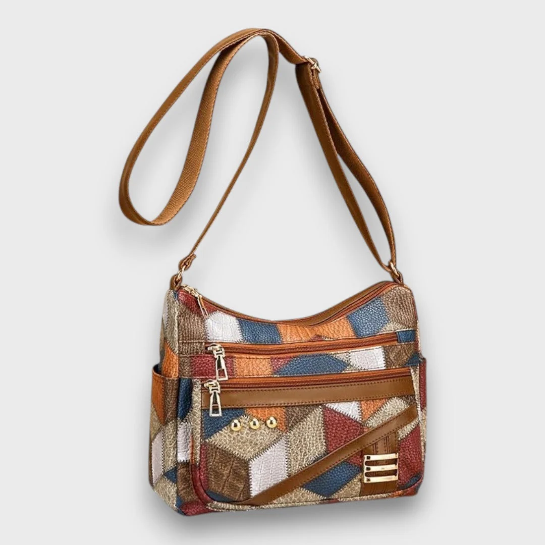 Borsa Donna a Tracolla Patchwork in similpelle - Borsa Sacca Multitasche Casual Vintage